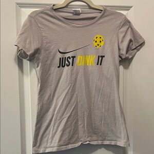 Nike Gray T-Shirt with Yellow 'Just Dink It' Graphic